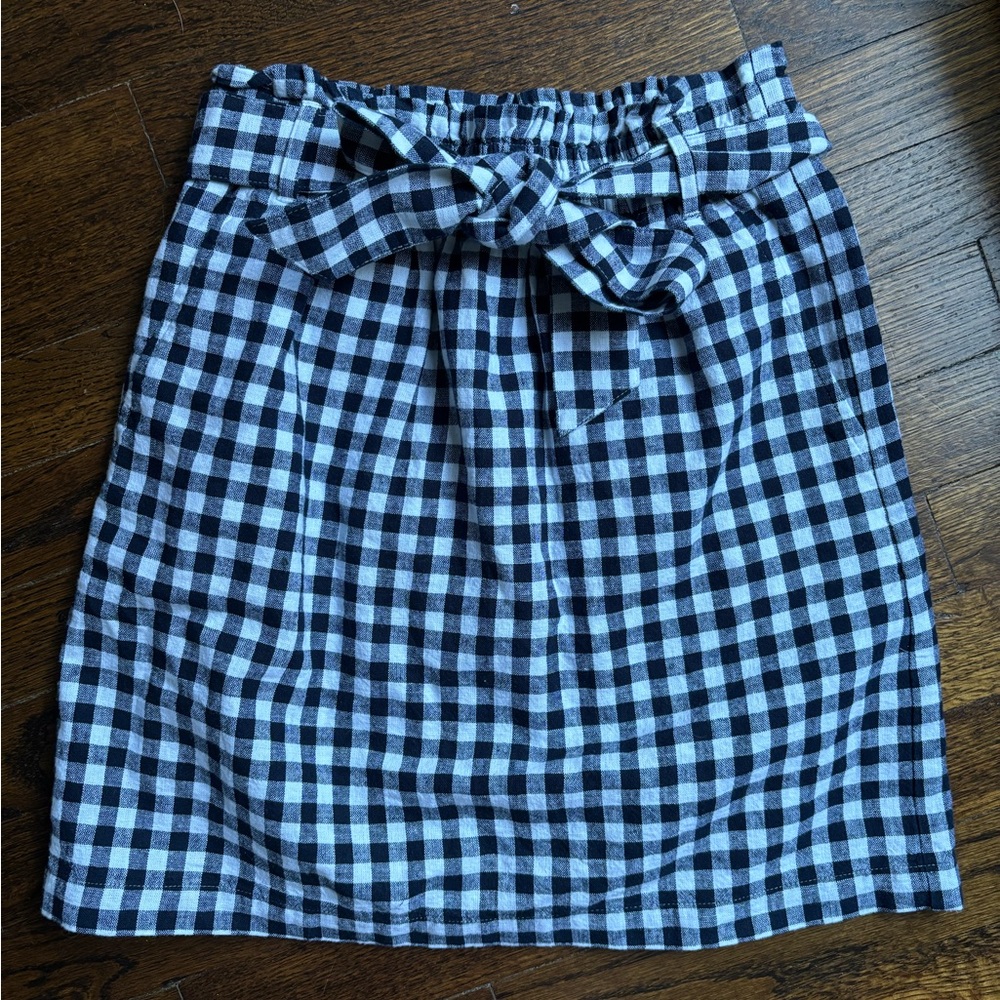 J. Crew Blue and White Gingham Paper Bag Mini Skirt XXS/XS/Small